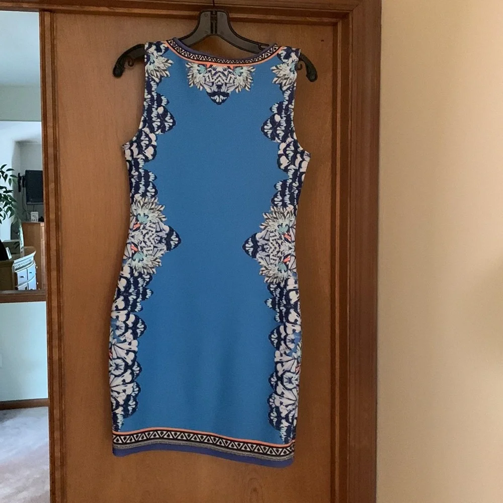 Peach puff blue dress (medium) worn once! Floral design on the sides - Picture 2 of 3